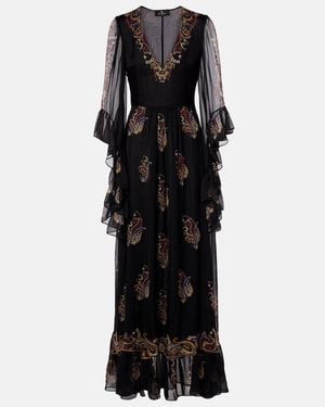 Etro Paisley Silk Maxi Dress - Black