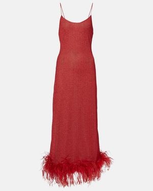 Oséree Lumiere Plumage Maxi Dress - Red