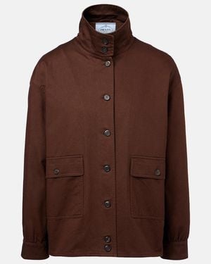 Prada Oversized Cotton Field Jacket - Brown