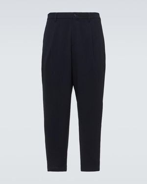Giorgio Armani Virgin Wool Straight Trousers - Blue