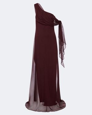 The Sei Draped Silk Chiffon One-Shoulder Gown - Red