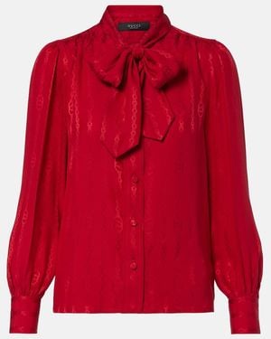 Gucci Schluppenbluse Interlocking G Aus Seiden-Jacquard - Rot