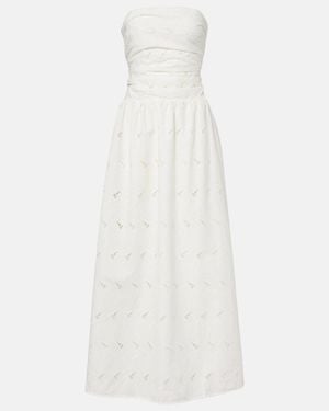Faithfull the Brand Moa Broderie Anglaise Draped Maxi Dress - White