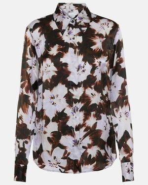 Dries Van Noten Chowy Floral Silk Satin Shirt - Black