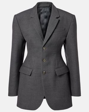 Wardrobe NYC Peplum Virgin Wool Blazer - Black