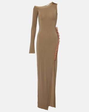 Nensi Dojaka Asymmetric Ruffled Maxi Dress - Natural