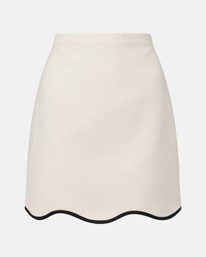 Valentino Crepe Couture Scalloped Miniskirt - Natural
