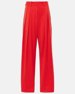 STAUD Luisa Pleated Wide-Leg Trousers - Red