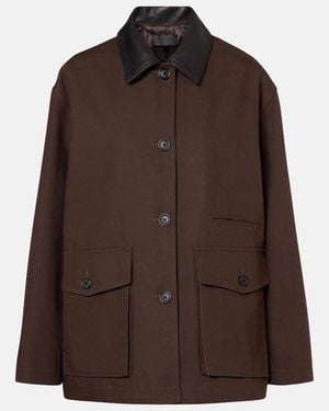 Nili Lotan Leather-Trimmed Cotton Jacket - Brown