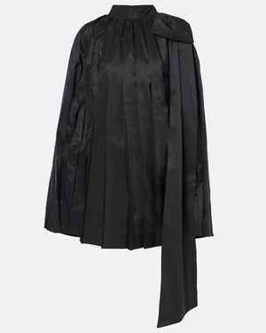 Simone Rocha Caped Pleated Taffeta Minidress - Blue