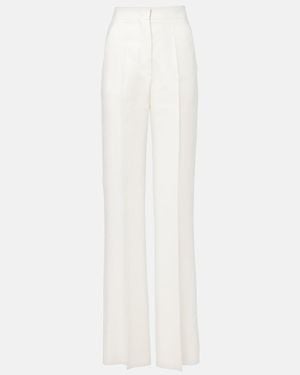 Max Mara Aversa High-Rise Linen Wide-Leg Trousers - White