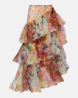 Zimmermann Luna Floral Ruffled Maxi Skirt - Multicolour