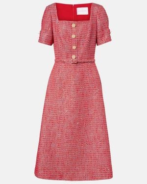 Carolina Herrera Cotton-Blend Lame Tweed Midi Dress - Pink