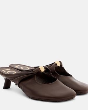 Loewe Pebble 45 Leather Mules - Brown