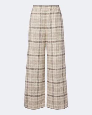Brunello Cucinelli Cotton, Silk, And Hemp-Blend Wide-Leg Trousers - Natural