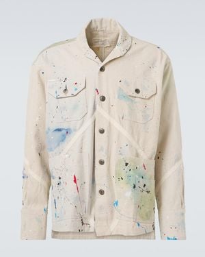 Greg Lauren Painter Printed Cotton Jacket - Natural