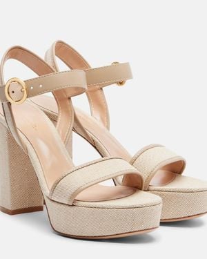 Gianvito Rossi Milos Leather-Trimmed Canvas Platform Sandals - Natural