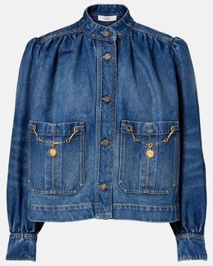 Chloé Embellished Organic Denim Jacket - Blue