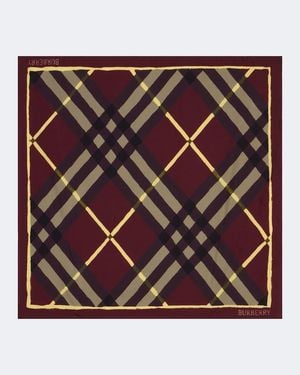 Burberry Foulard Check En Soie - Violet