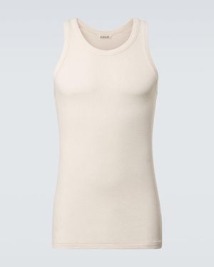 AURALEE Ribbed-Knit Cotton Tank Top - Natural