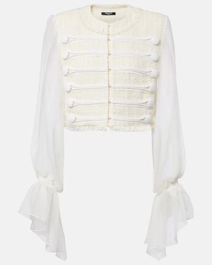Balmain Jacke Aus Boucle Mit Seide - Weiß