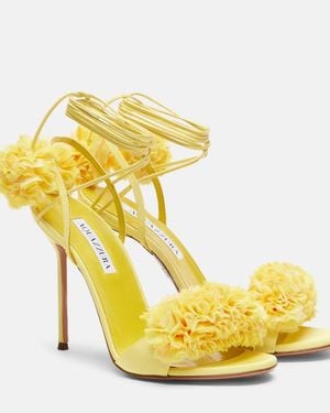 Aquazzura Cherry Kiss Applique Sandals - Metallic