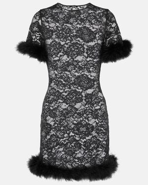 Oséree O-Lover Feather-Trimmed Minidress - Black