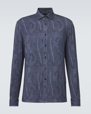 Etro Hemd Aus Jersey Mit Paisley-Muster - Blau
