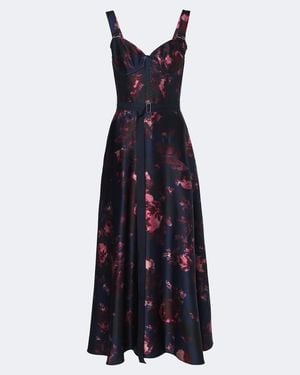 Erdem Belted Floral Bustier Dress - Blue