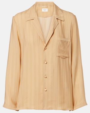 Saint Laurent Striped Silk Shirt - Natural