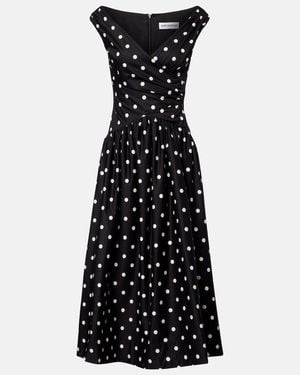 Self-Portrait Polka-Dot Off-Shoulder Cotton Midi Dress - Black