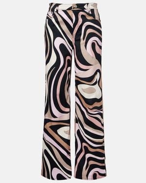 PUCCI Marmo Cotton-Blend Straight Trousers - White