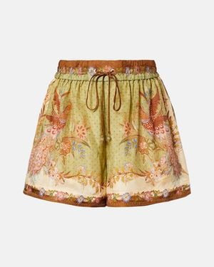 Zimmermann Indra Printed Silk Shorts - Natural