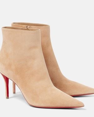 Christian Louboutin So Apostropha 80 Suede Ankle Boots - Natural