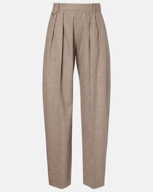 KHAITE Dugan Wool-Blend Tapered Pants - Natural