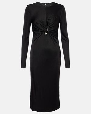 Versace Safety Pin Gathered Jersey Midi Dress - Black