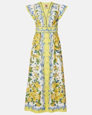 FARM Rio Printed Cotton Midi Dress - Yellow