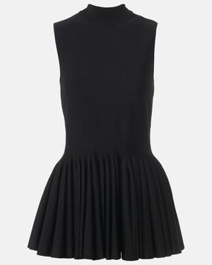 Alaïa Pleated Turtleneck Top - Black