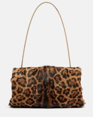 Saint Laurent Leopard-Print Calf Hair Clutch - Brown