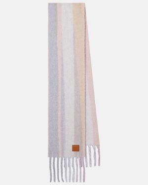 Loewe Striped Alpaca And Wool-Blend Scarf - White