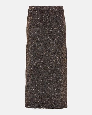 Altuzarra Milos Metallic Knit Maxi Skirt - Brown