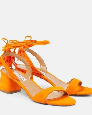 Aquazzura Alu Tasselled Suede Sandals - Orange