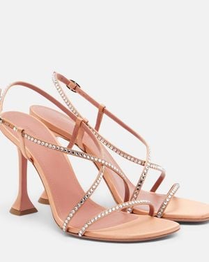 AMINA MUADDI Sally Crystal-Embellished Satin Sandals - Pink