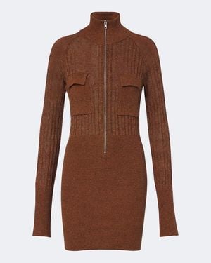 AYA MUSE Eora Knitted Cotton And Silk Minidress - Brown
