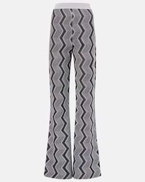 Missoni Zig Zag Lame Wide-Leg Pants - Gray
