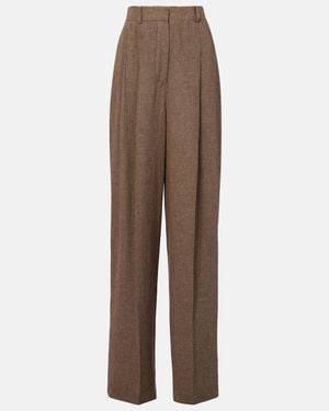 Loro Piana Linen Wide-Leg Trousers - Brown