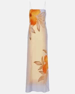 SIR. Vestido Lencero Serene De Seda Estampado - Amarillo