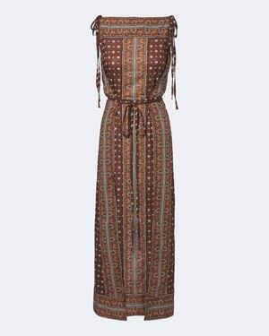 Doen Amarante Printed Cotton Voile Midi Dress - Brown