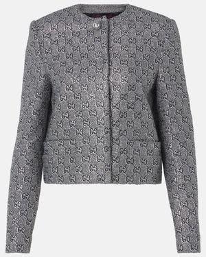 Gucci Gg Lame Blazer - Gray