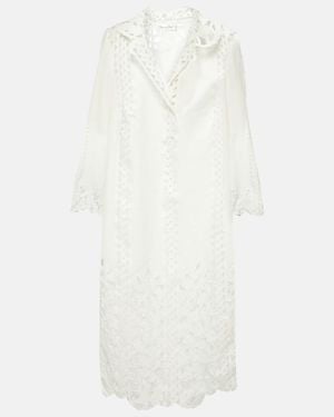 Oscar de la Renta Floral Trellis Guipure Lace-Trimmed Tunic - White